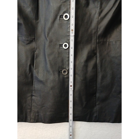 Vintage Tribeca Studios Black 100% Leather Blazer Jacket, size Large, Button Up - Picture 5 of 7